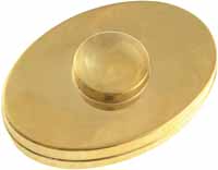 Tinder Box,
with burning glass lens,
3'' wide by 4-1/2'', polished brass